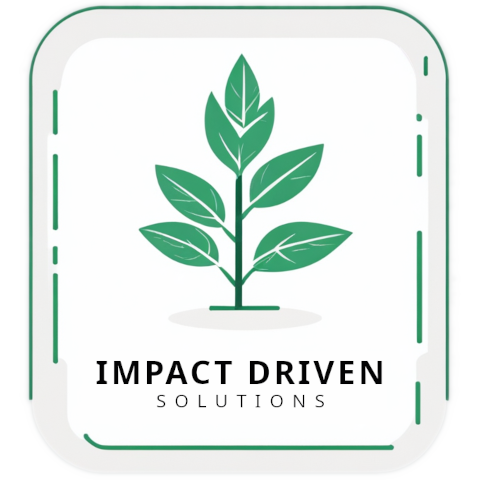 the impactdrivensolutions.io logo: a green plant in the center of a badge